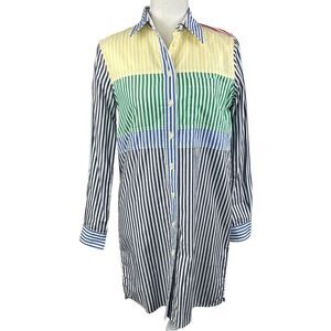Jones New York Women's Colorblock Striped Shirt Dress Size 2P Petite Button